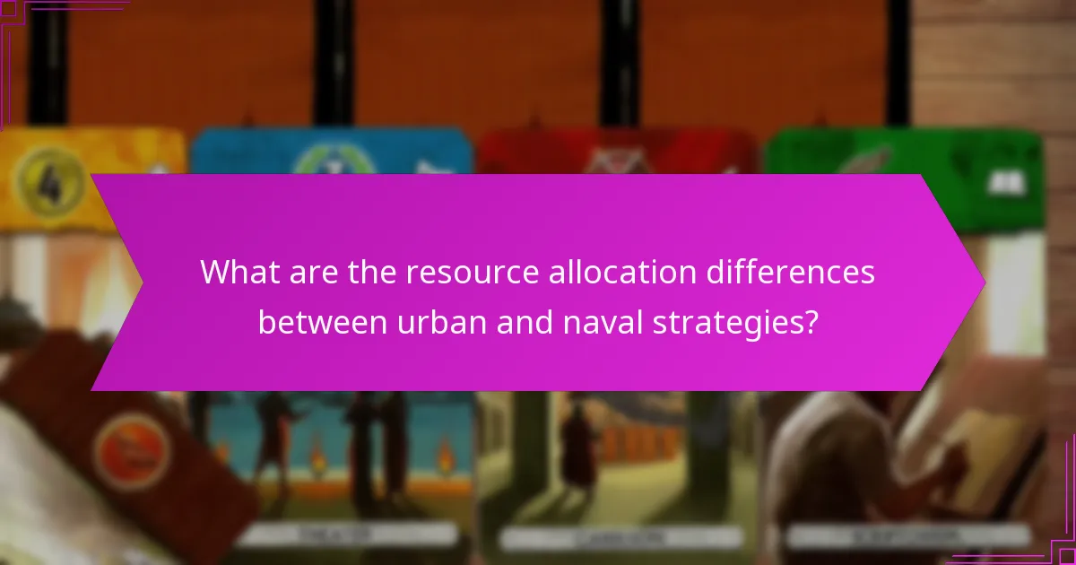 What are the resource allocation differences between urban and naval strategies?